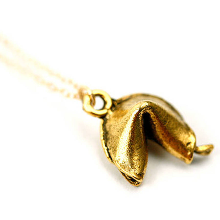Gold Fortune Cookie Pendant Necklace By Tesoro