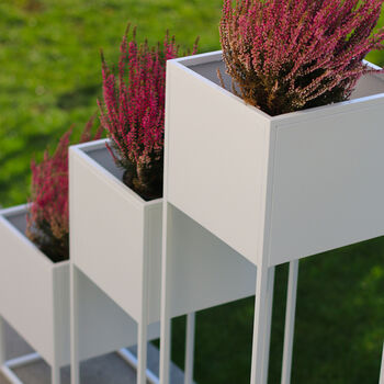 White Square Metal Planter With Stand, 4 of 6