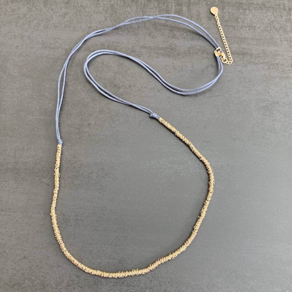Grey Leather And Gold Trim Necklace, 1 of 3