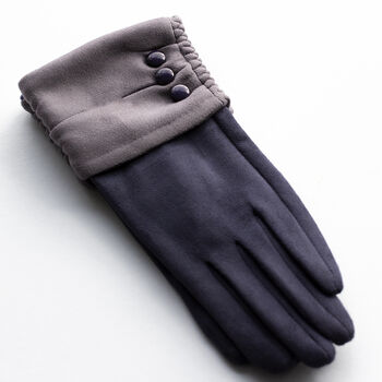 Gathered Cuff Suede Effect Gloves, 5 of 8