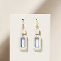 Cream And Blue Rectangle Earrings, thumbnail 3 of 7