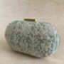 Mint Green Raw Silk Oval Pearl Clutch Bag, thumbnail 5 of 8