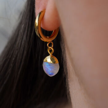 Moonstone June Birthstone Hoop Earrings, 3 of 10