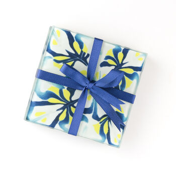 Navy Blue Zingy Yellow Coaster Set, 5 of 12