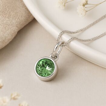 Personalised Sterling Silver August Birthstone Peridot Pendant Necklace, 3 of 8