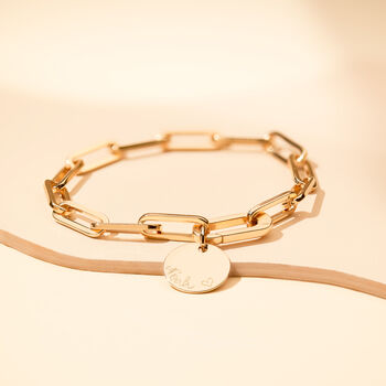 18k Gold Plated Personalised Disc Link Chain Bracelet, 3 of 6