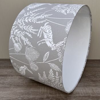 Kielder Hare Dove Grey Wildlife Drum Lampshades, 2 of 9