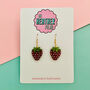 Mini Glittery Strawberry Earrings, thumbnail 1 of 2