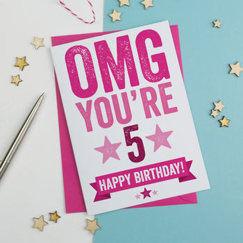Omg You're Five Birthday Card, 3 of 3