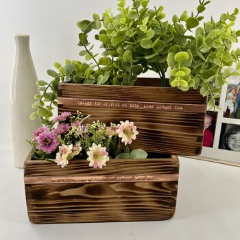 Personalised Wood And Copper Pot Planter, 5 of 6