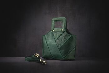 Handmade Green Leather Handbag For Women Personalised, 2 of 12