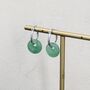 Sterling Silver Dangling Green Aventurine Jade Donut Hoop Earrings, thumbnail 2 of 12