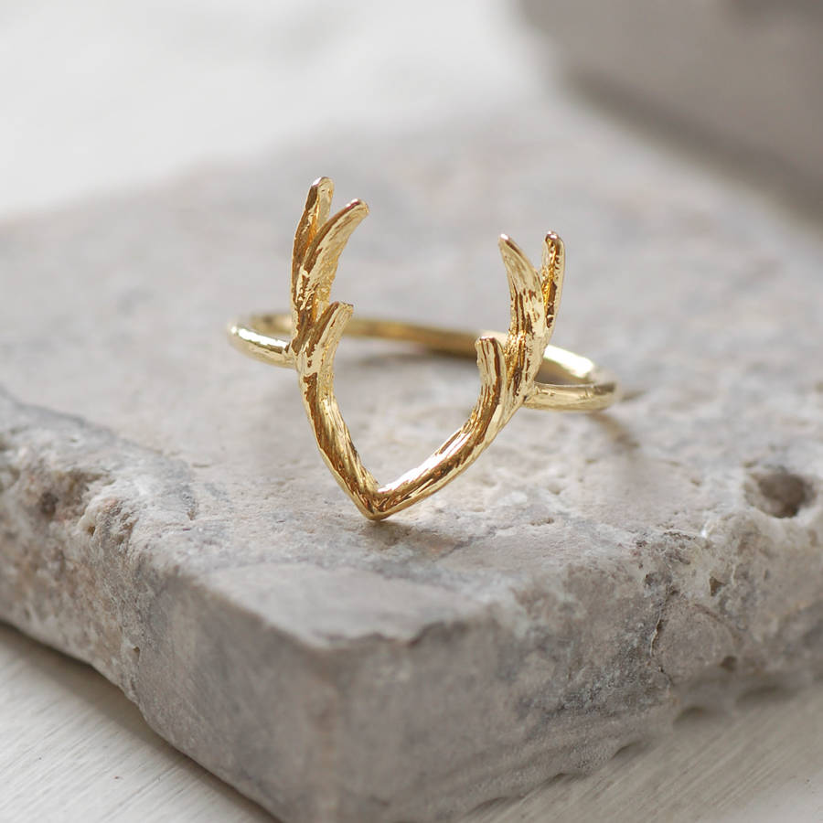 gold antler ring by highland angel