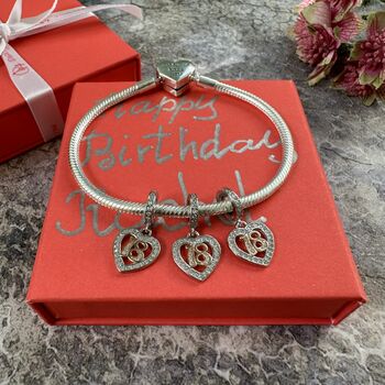 18th Birthday Charm Personalised Silver Bracelet Gift, 8 of 8