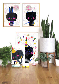 Personalised Kids Kitty Print, 2 of 2