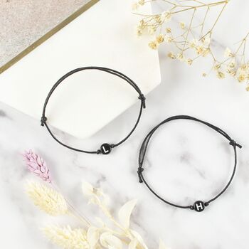 Boyfriend And Girlfriend Initial Beaded Couples Bracelet Set, 2 of 3