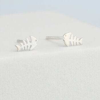 Sterling Silver Fish Bone Stud Lightweight Sleep Earrings, 3 of 4