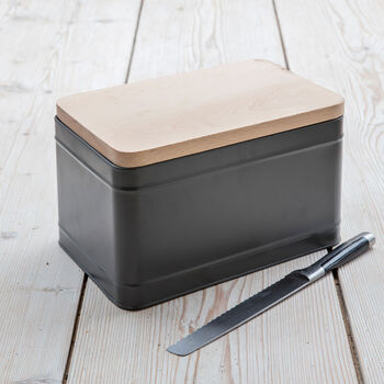Personalised Bread Storage Bin With Engraved Wooden Lid, 5 of 6
