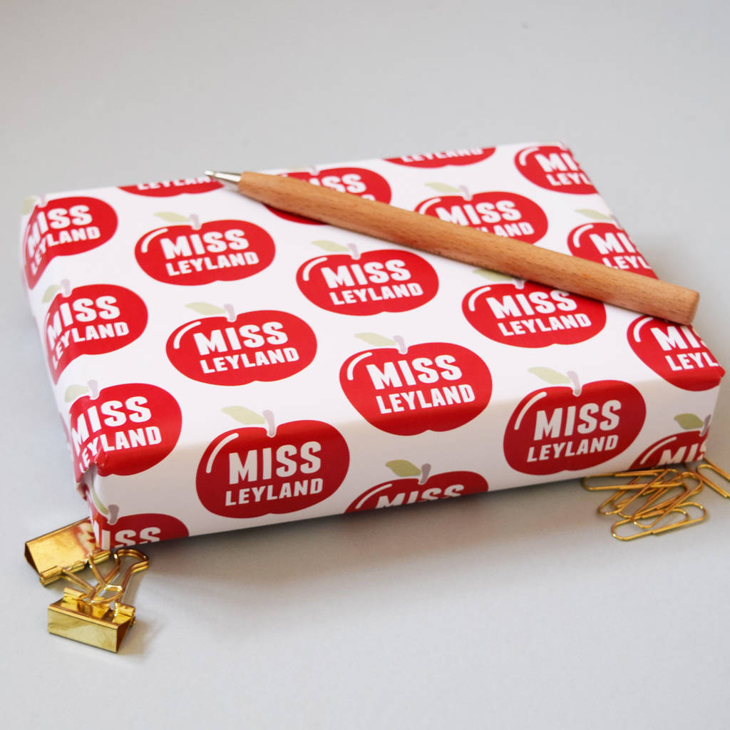 Personalised Teacher Apple Wrapping Paper By Jodie Gaul
