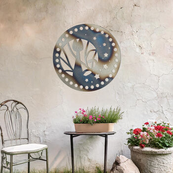 Whimsical Cat And Stars Metal Wall Art For Garden Decor Gift, 9 of 10