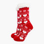 Women's Long Slipper Socks Grip Sole Fair Isle Red, thumbnail 1 of 3