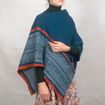 Soft Handmade Fair Isle Knitted Poncho, 3 of 10