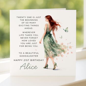 21st Birthday Card With Message Personalised For Goddaughter, 2 of 8