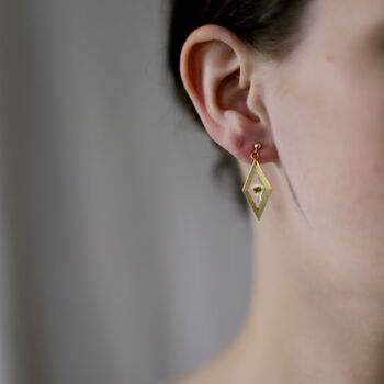 Babybreath Brass Stud Earrings In Gold Plated Silver, 6 of 7