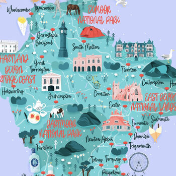 Devon Map Art Print, 3 of 4