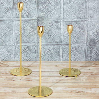 G Decor Aldwin Set Of Three Gold Brass Candle Holders, 6 of 6