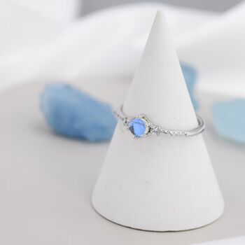 Sterling Silver Simulated Moonstone Cz Ring, 7 of 11