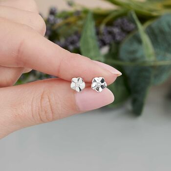 Tiny Forget Me Not Flower Silver Studs, 2 of 8