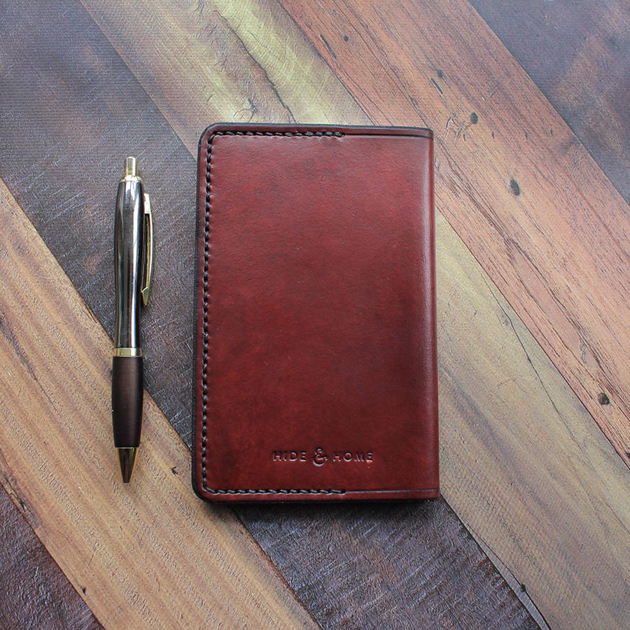 slim pocket leather notebook cover by hide & home