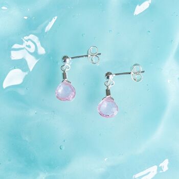 Pink Zircon Drop Stud Earrings Second Light Collection, 2 of 4