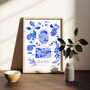 Scenes Of Amalfi Coast, Italy Blue Tile Inspired Travel Print, thumbnail 6 of 11