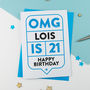 Omg 21st Birthday Card Personalised, thumbnail 3 of 3