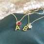 Gold Plated Initial And Birthstone Star Necklace, thumbnail 3 of 9