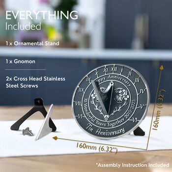 10th Tin Anniversary Sundial Gift Celebration Present, 3 of 5