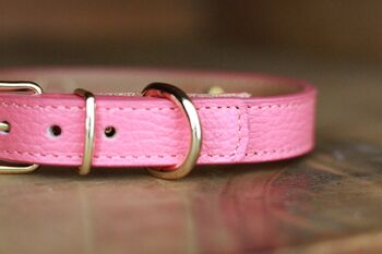 Genuine Leather Bubblegum Pink Soft Italian Dog Collar, 3 of 7
