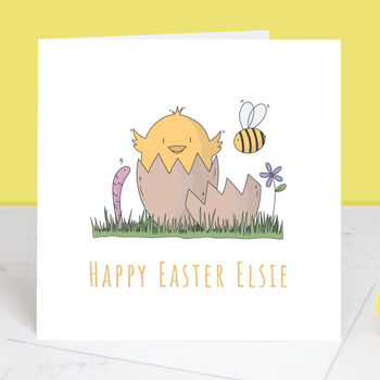 Easter Chick Personalised Happy Easter Card, 2 of 2