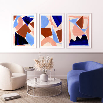 Pink And Blue Oversized Abstract Shapes Art Print, 8 of 12
