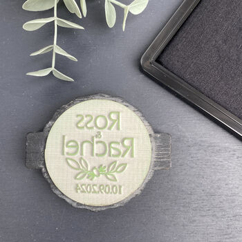 Personalised Wedding Rubber Stamp With Names And Date, 2 of 3