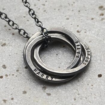 Personalised Men’s Textured Russian Rings Necklace, 3 of 6