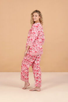 Indian Cotton Cherry Blossom Print Pyjama Set, 2 of 4