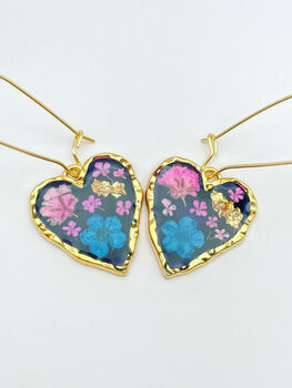 Gothic Heart Earrings With Real Flowers, 3 of 12