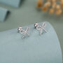Sterling Silver Braided Bow 18 G Screw Back Earrings With Ball Backs, thumbnail 1 of 10