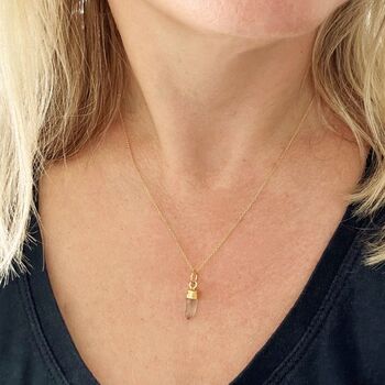 'En Pointe' Clear Quartz Gold Plated Necklace, 3 of 6