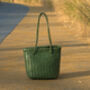 Hand Woven Genuine Leather Shopping Tote Bag, thumbnail 2 of 12