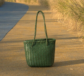 Hand Woven Genuine Leather Shopping Tote Bag, 2 of 12