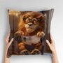 Literary Lion Hand Made Poly Linen Cushions, thumbnail 2 of 7